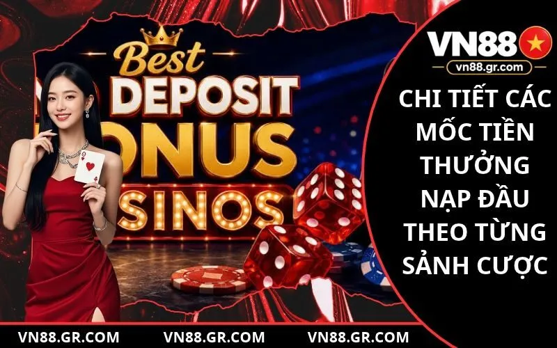 Chi tiết các mốc tiền thưởng nạp đầu theo từng sảnh cược