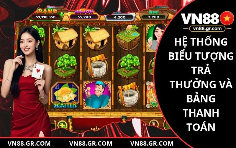 Hệ thống biểu tượng trả thưởng và bảng thanh toán chi tiết trong game